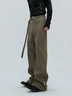 【25s Nov.】Furry Ribbon Metal Button Trousers