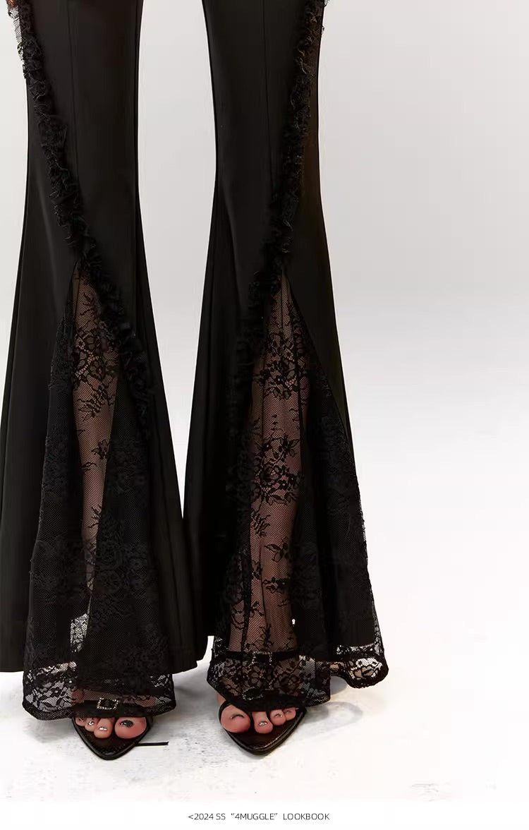 Original lace flared pants high waist