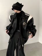 【25s Mar.】Black Patchwork Design Baseball Uniform