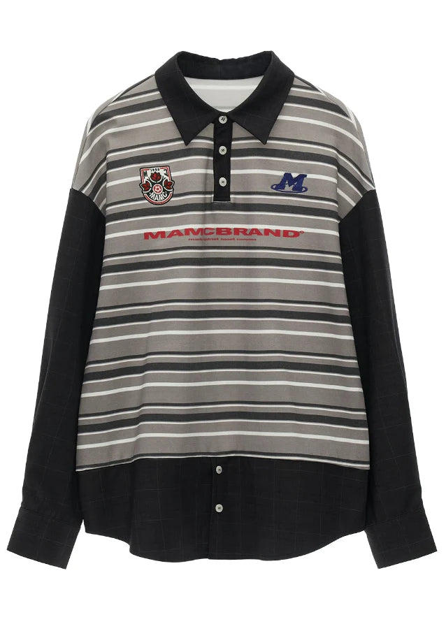 Striped Patchwork Polo