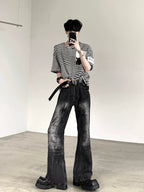 【25s Sep.】Vintage Pleated Lightning Pattern Jeans