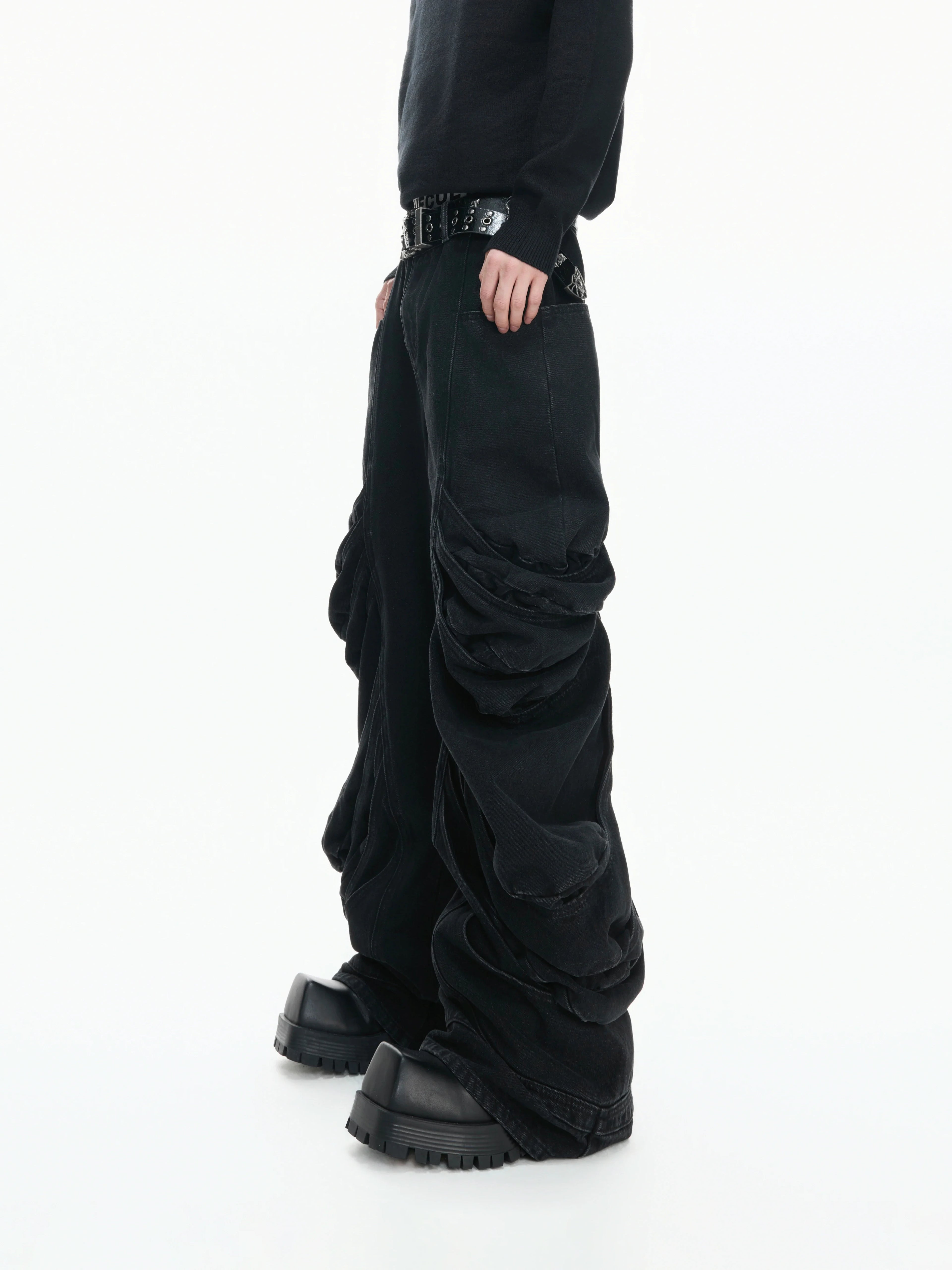【26s Jan.】Deconstructed Vintage Curved Straight Denim Pants