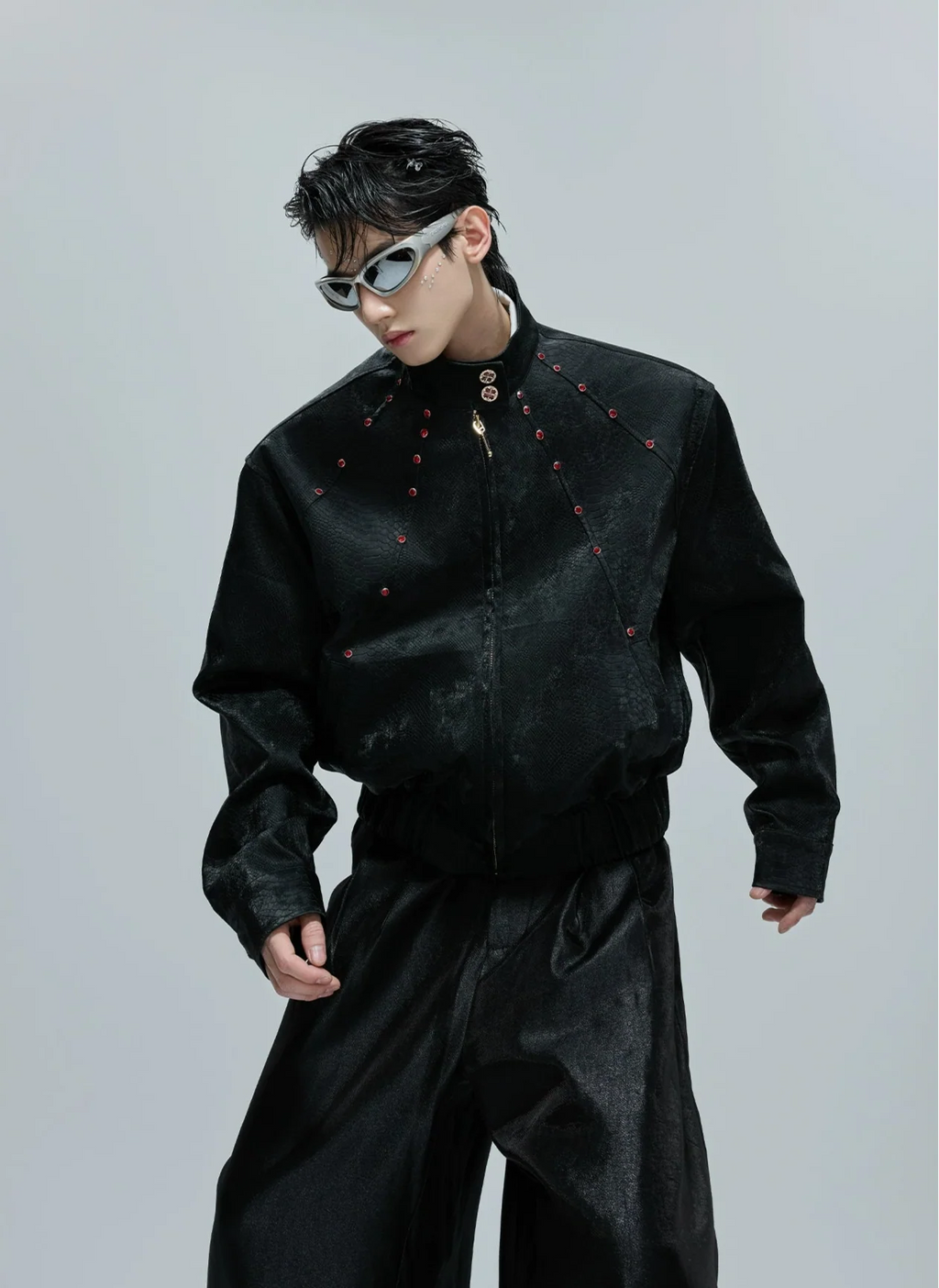 【25s Oct.】Python Textured Leather Fashion Jacket