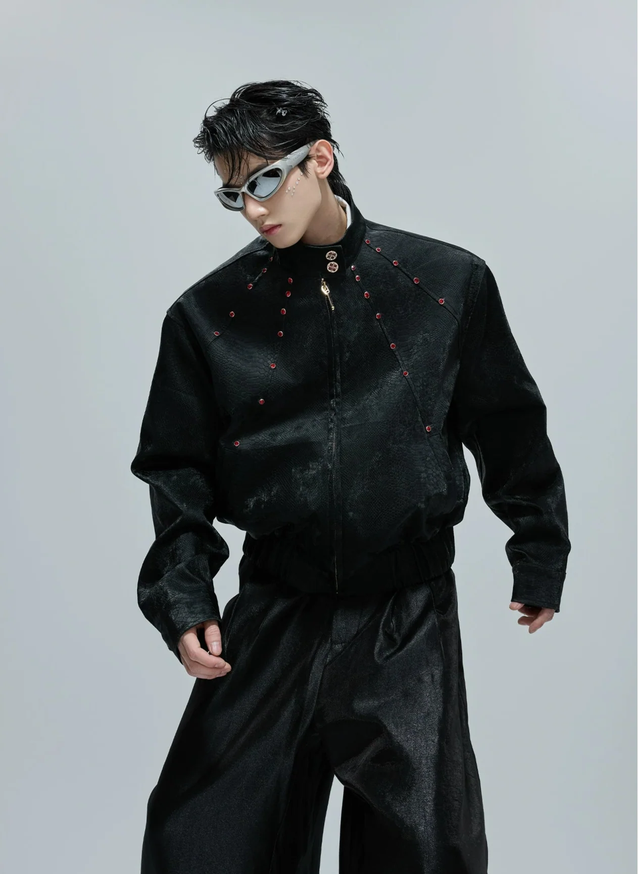 【25s Oct.】Python Textured Leather Fashion Jacket