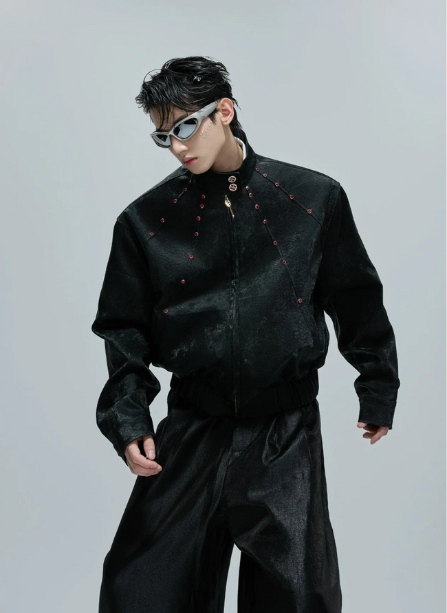 【25s Oct.】Python Textured Leather Fashion Jacket Main Image