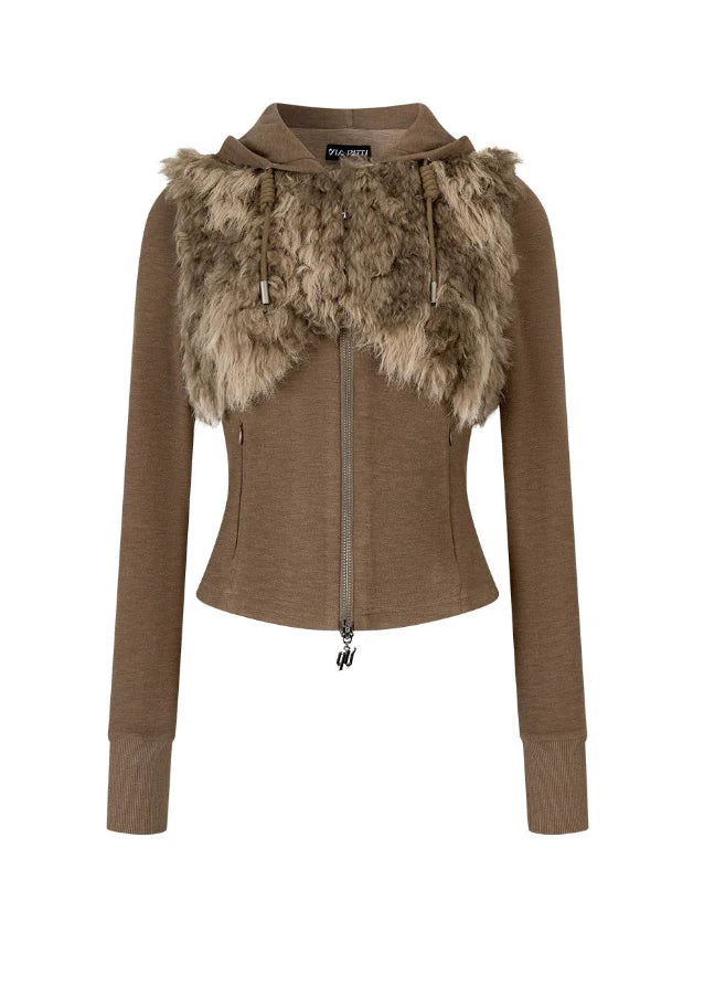 Fur Crest Zip Hoodie Jacket Set-Up