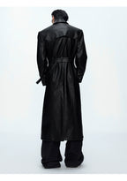 【25s Sep.】Deconstructed Crocodile-effect Metal Buttons Leather Coat