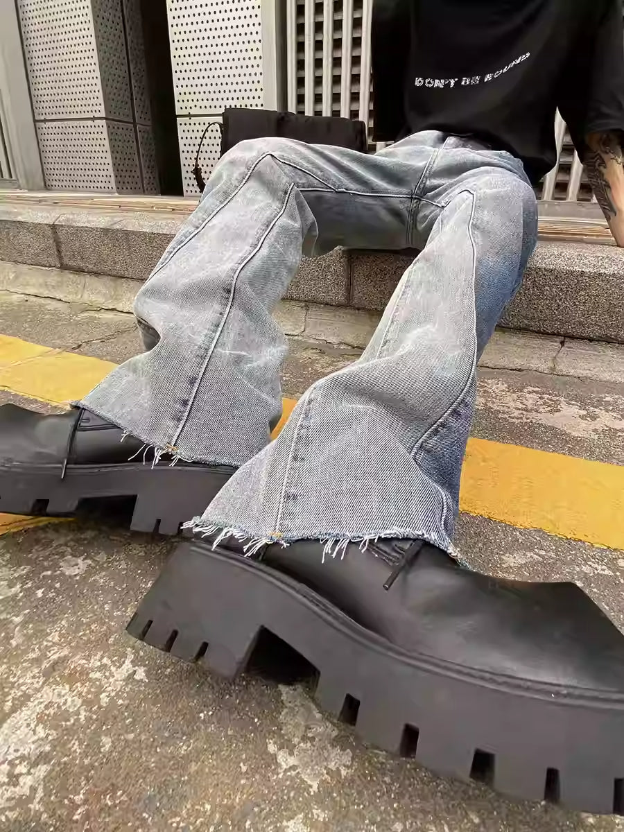 【25s Jul.】Contrast color tie-dye gradient flared jeans