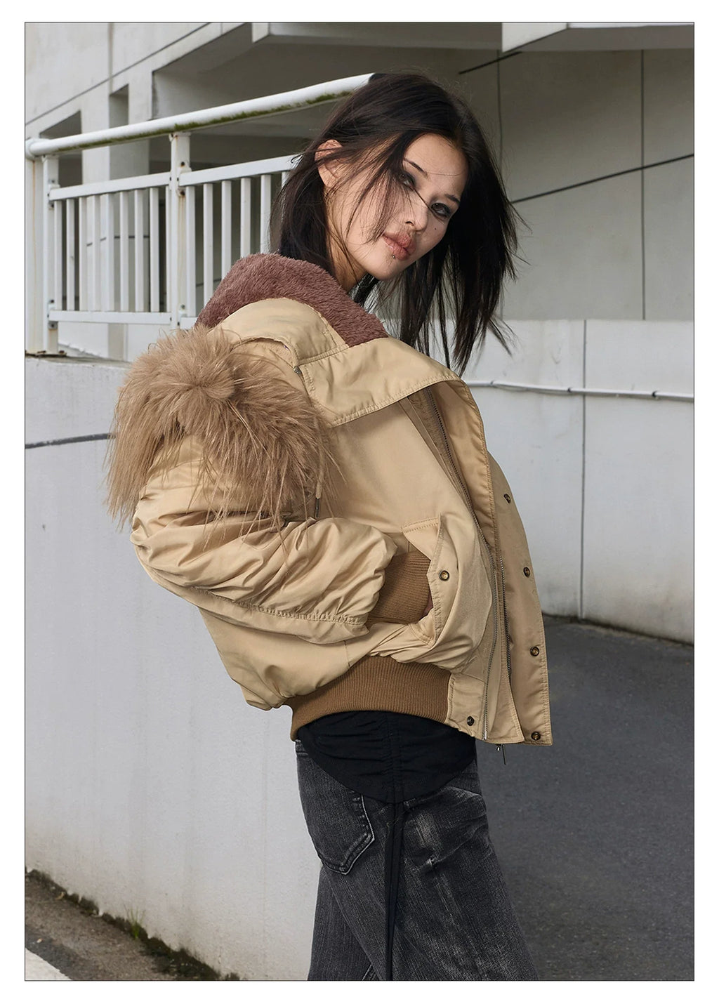 Shibuya MA-1 Fur Collar Bomber Jacket