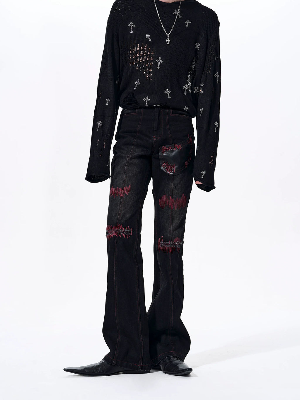 【26s Mar.】Flared Red Striped Jeans