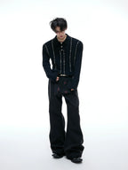 【25s Aug.】Pearl-Embellished Knit Polo Shirt