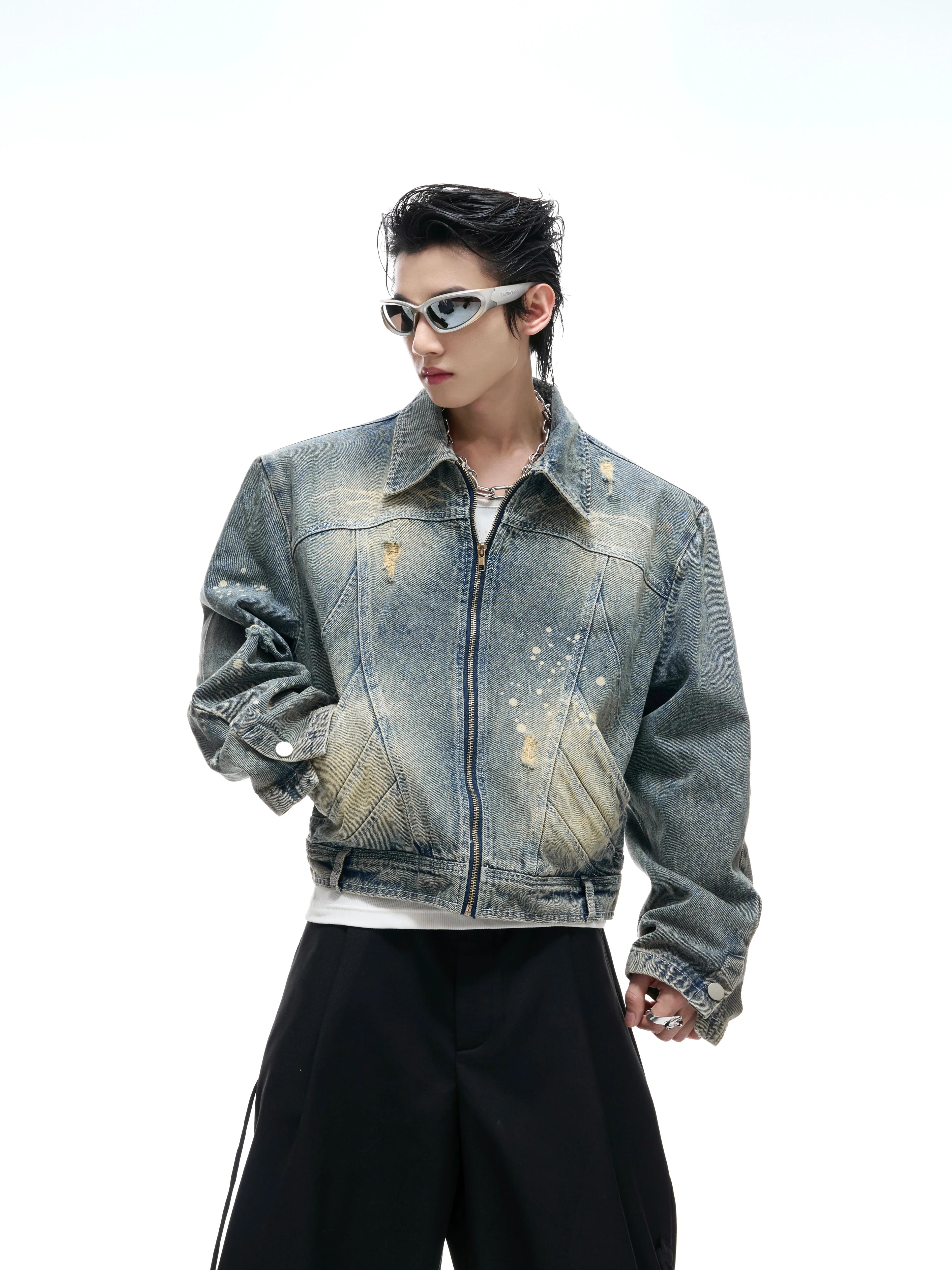【25s Aug.】Distressed Ripped Short Denim Jacket