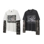 Layered Distressed Washed Long Sleeve Tee