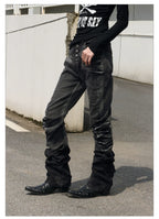 Cracked Washed Curved Skinny Jeans