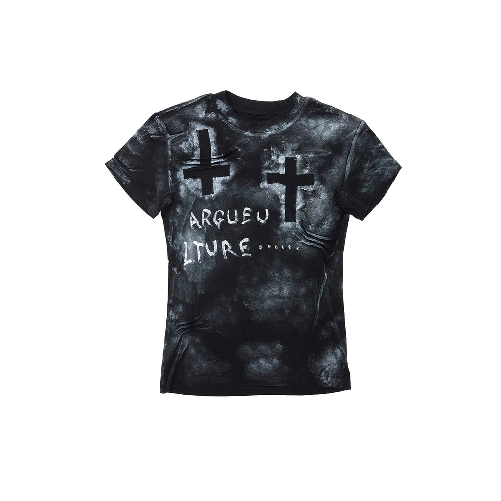 【26s May.】Distressed Cross Studded Slim Tee