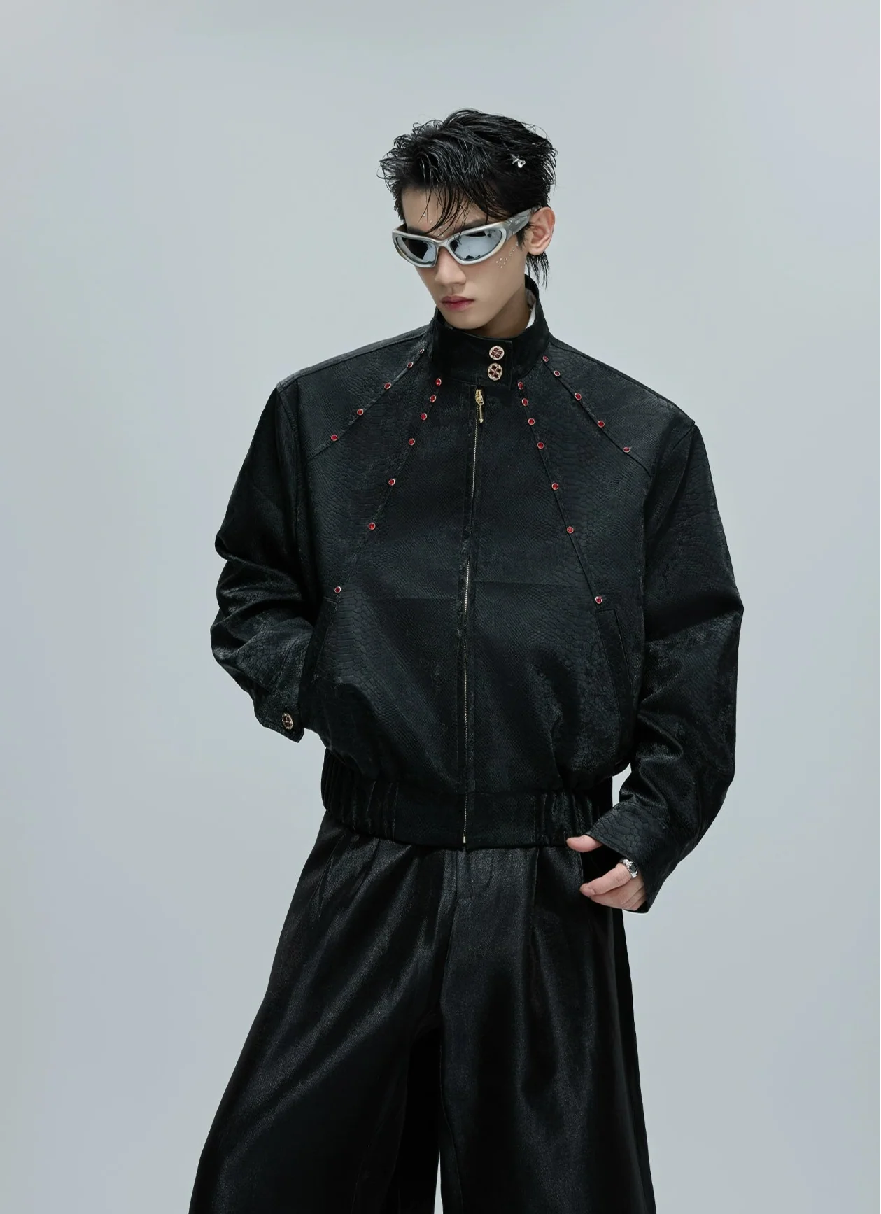 【25s Oct.】Python Textured Leather Fashion Jacket
