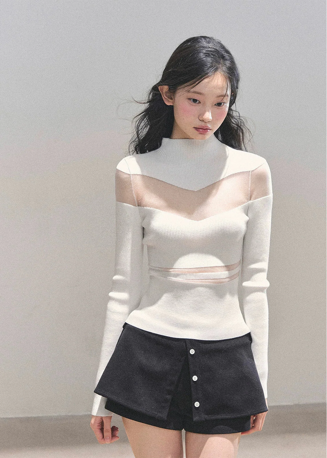 Shadow Lace Semi-Sheer Top Main Image