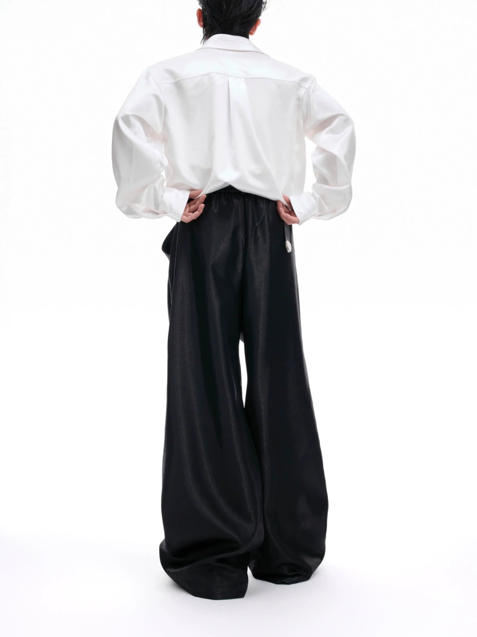 【25s Aug.】Liquid Glossy Flowy Straight-Leg Trousers