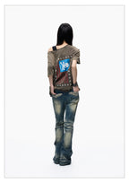Skull Graphic Layered Off-Shoulder Tee