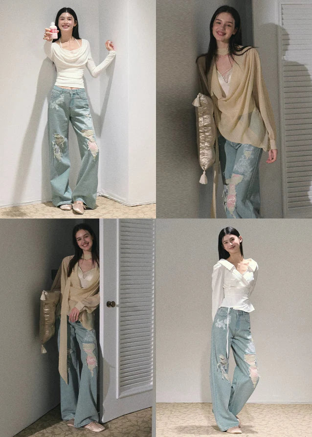 Lace Rebel Wide-Leg Jeans