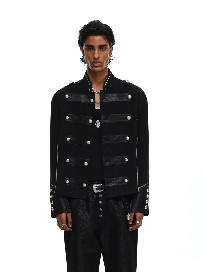 【26s May】Napoleonic Stand Collar Metal Button Lightweight Shirt Jacket Hover Image