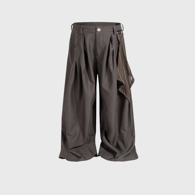 Mesh Panel Stripe Wide Trousers Hover Image