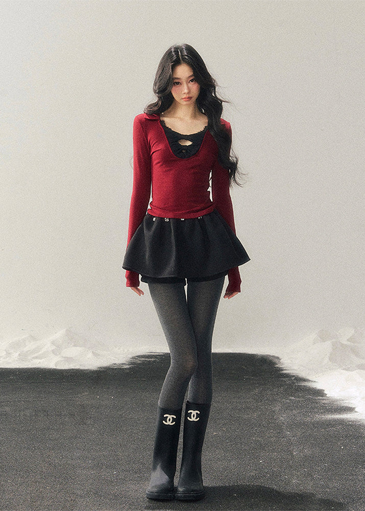 Silent Aftermath Lace Bow Top