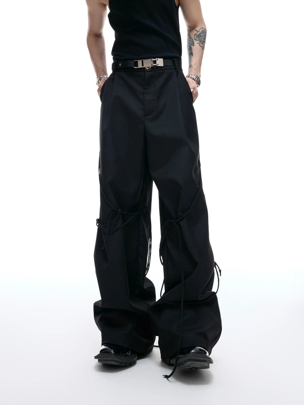 【25s Aug.】Striped Belted Cropped Blazer /Pants Set