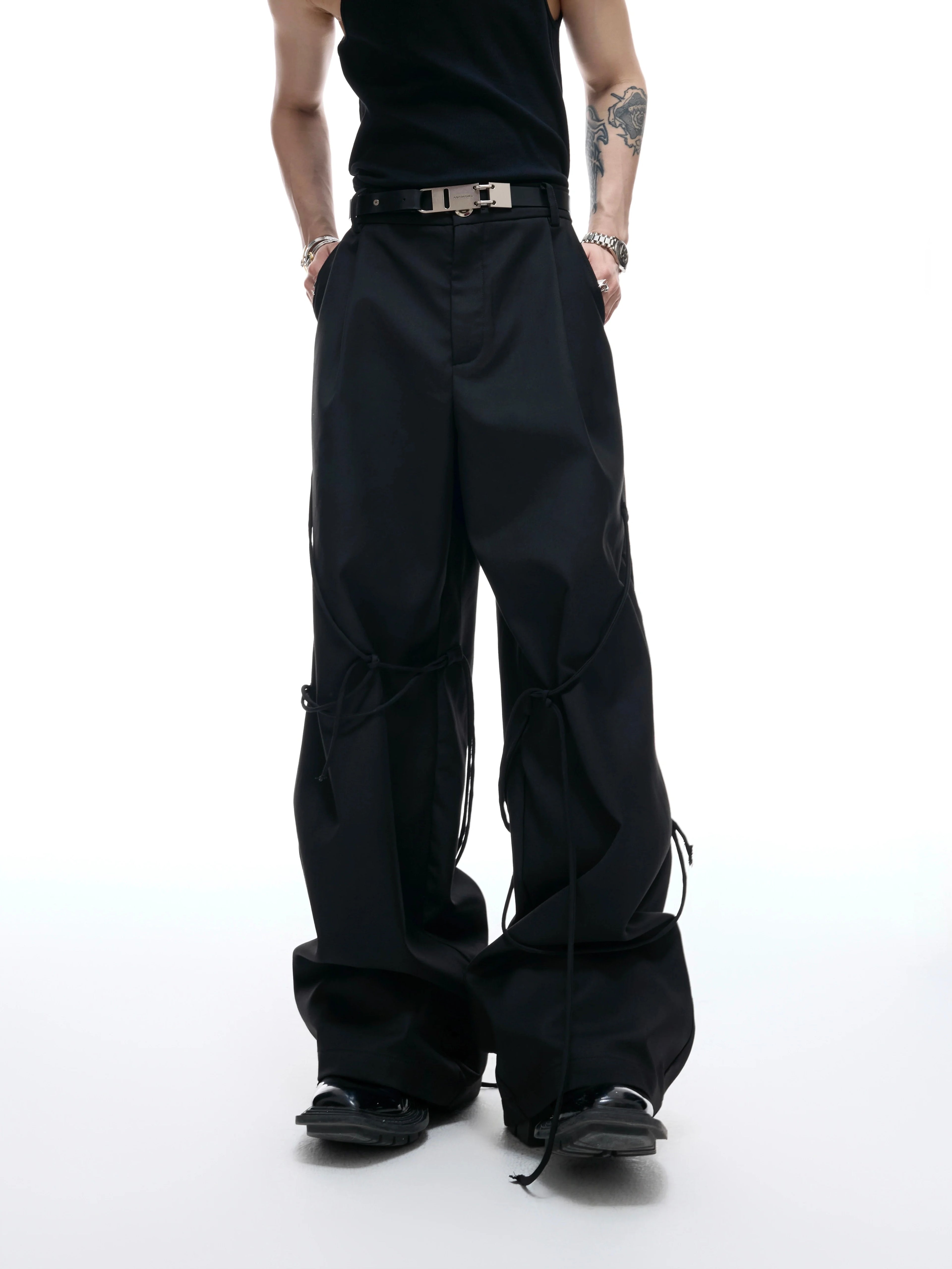 【25s Aug.】Striped Belted Cropped Blazer /Pants Set