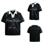 Black White Contrast Football Jersey Tee