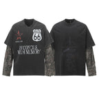Layered Distressed Washed Long Sleeve Tee