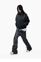Hand-Waxed Stacked Flared Denim Jeans