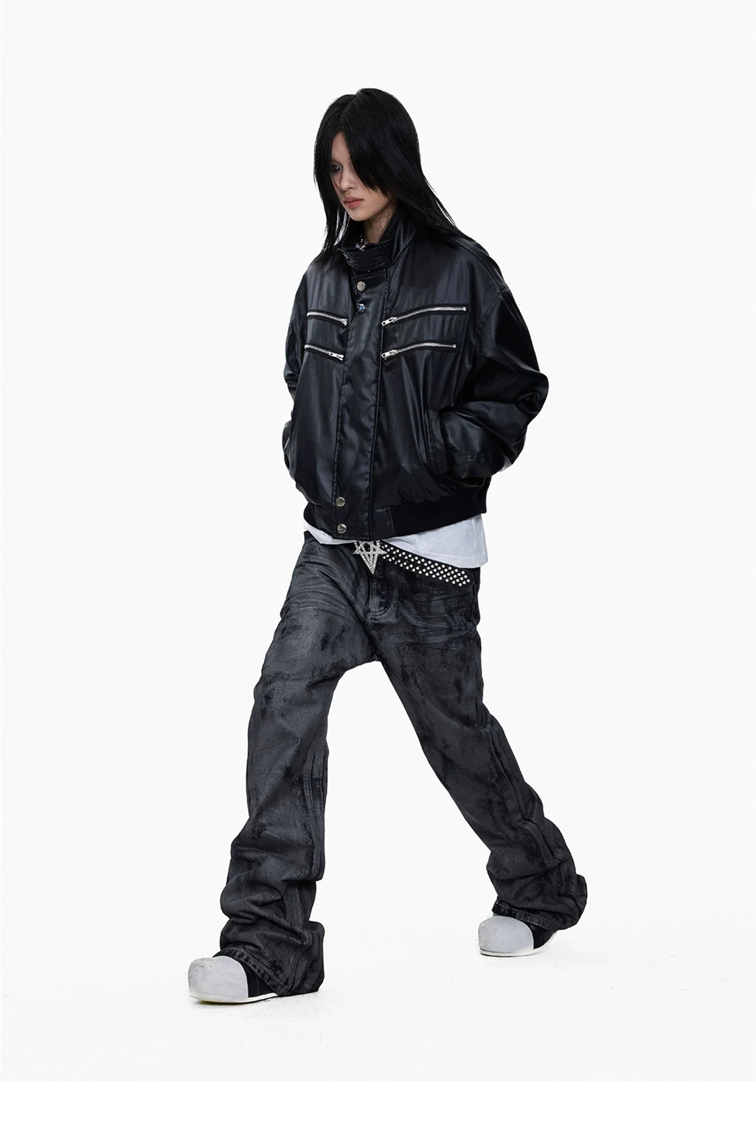 Hand-Waxed Stacked Flared Denim Jeans