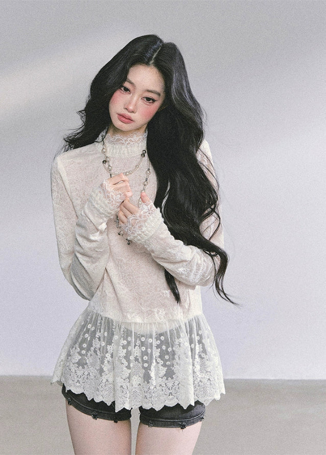 Paris Lace Veil Peplum Tee