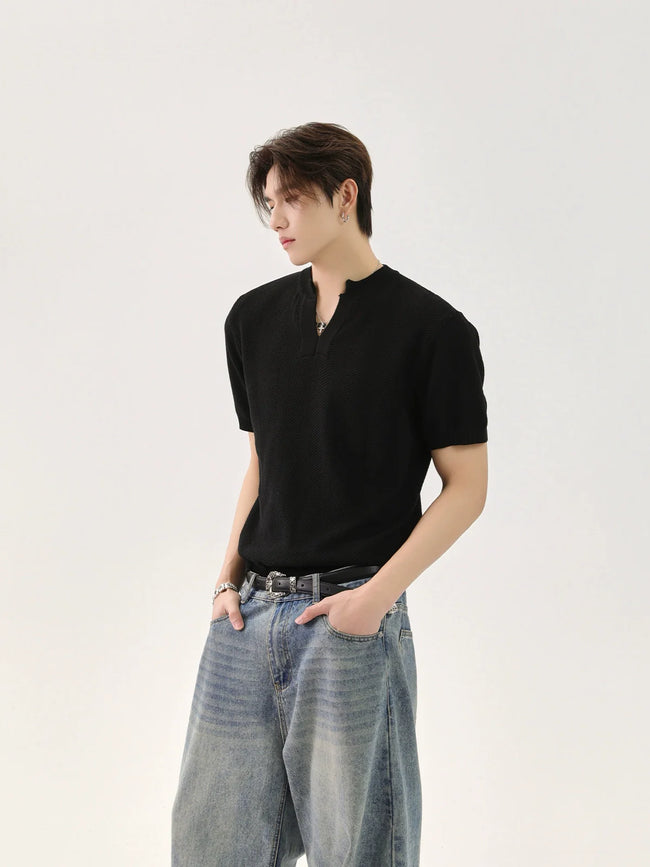 【25s Jun.】Solid Knit V-Neck Relaxed T-Shirt Main Image