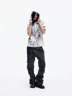 Distressed Raw Hem Slim Straight Jeans