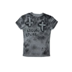 【26s May.】Distressed Cross Studded Slim Tee