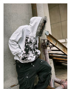 【26s Jan.】Vintage Printed Fur-Trim Zip-Up Hoodie Jacket