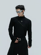 【25s Nov.】High-neck Deconstructed Base Layer High-elastic Metallic T-shirt