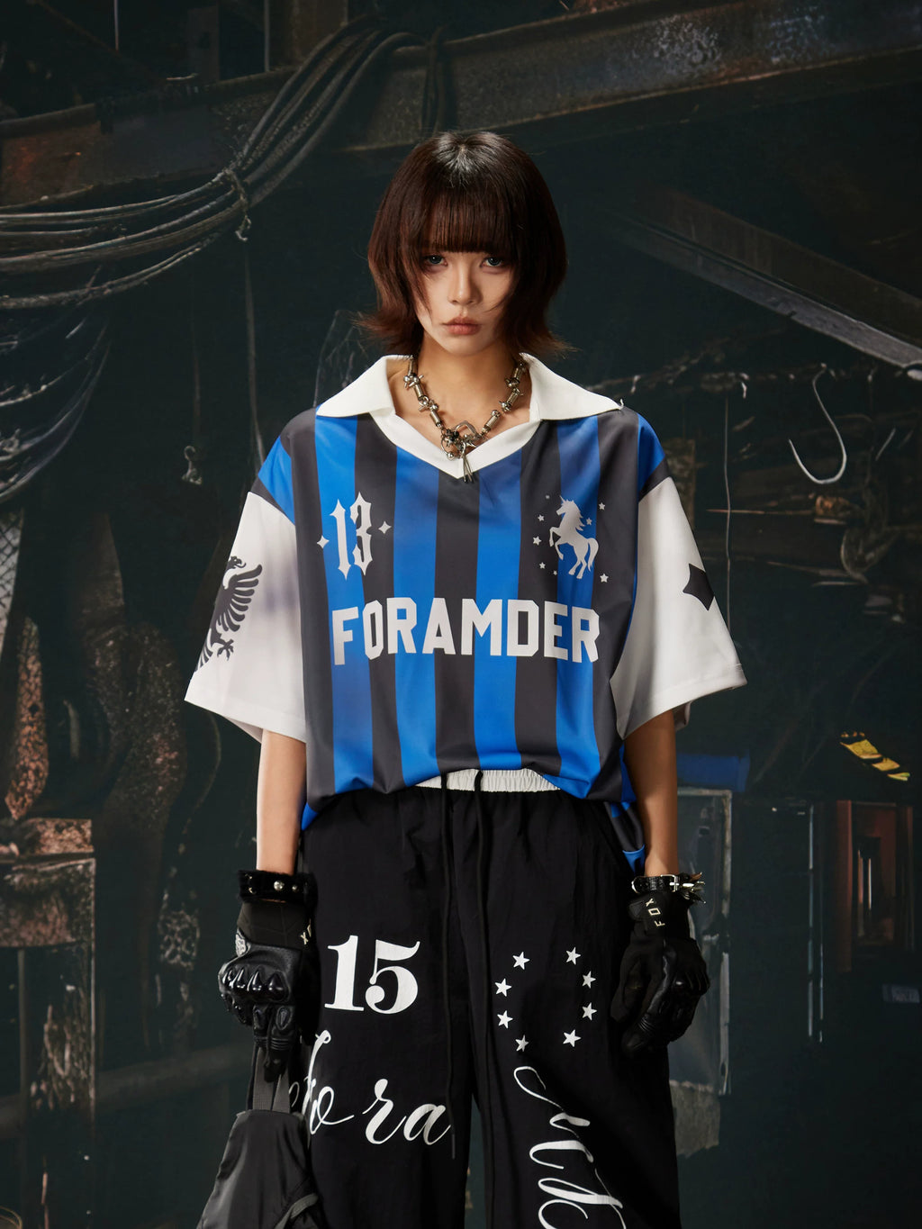 Blue Black Stripe Jersey Tee