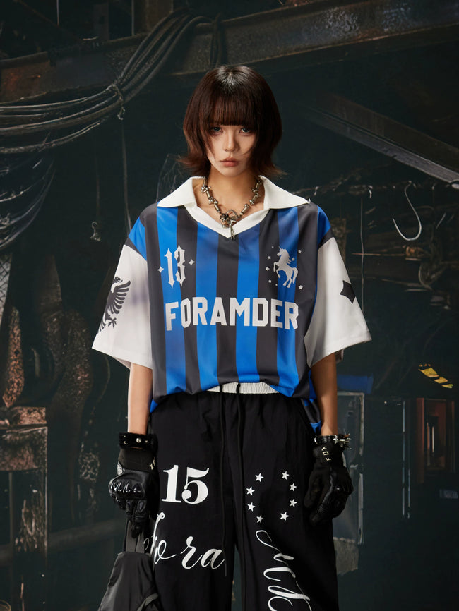 Blue Black Stripe Jersey Tee Main Image