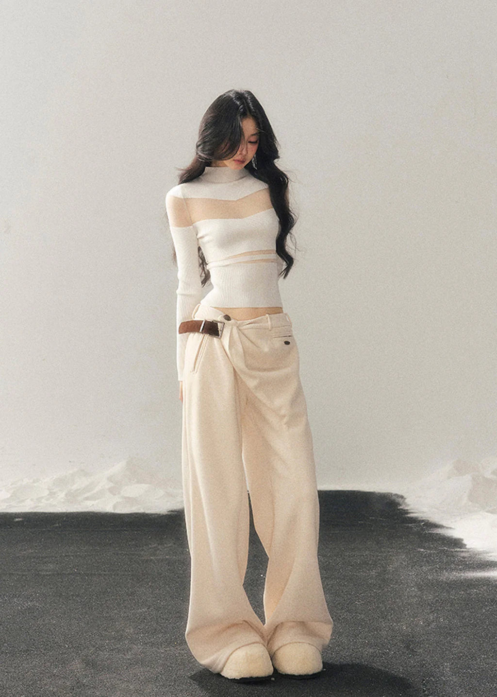 Shadow Lace Semi-Sheer Top