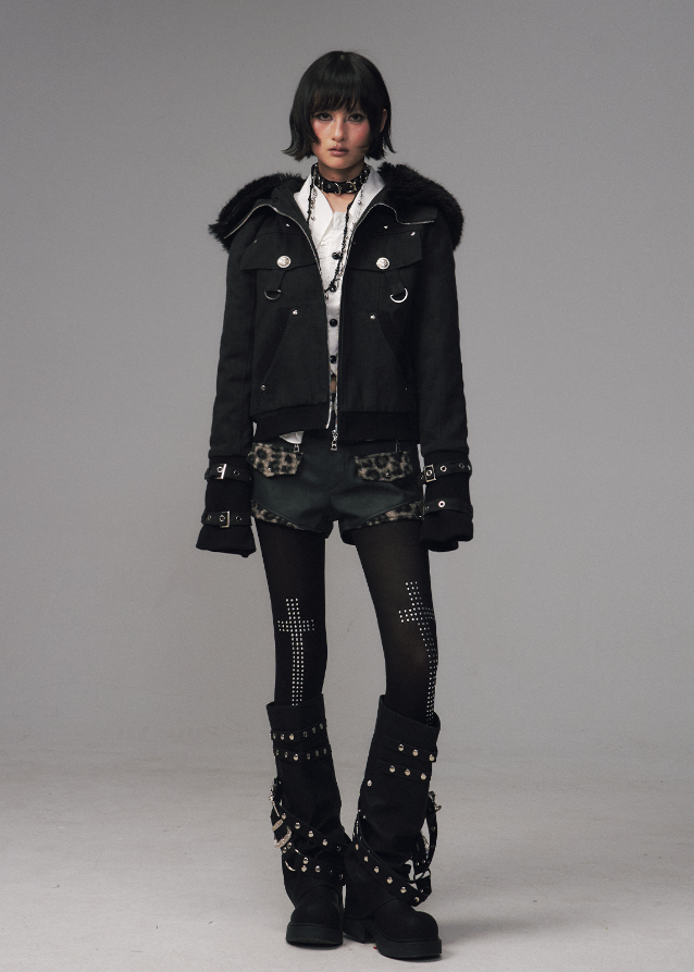 Nightfang Detachable Fur Hood Combat Jacket