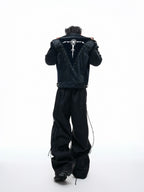 【25s Aug.】Studded Embroidered Snakeskin Leather Short Jacket
