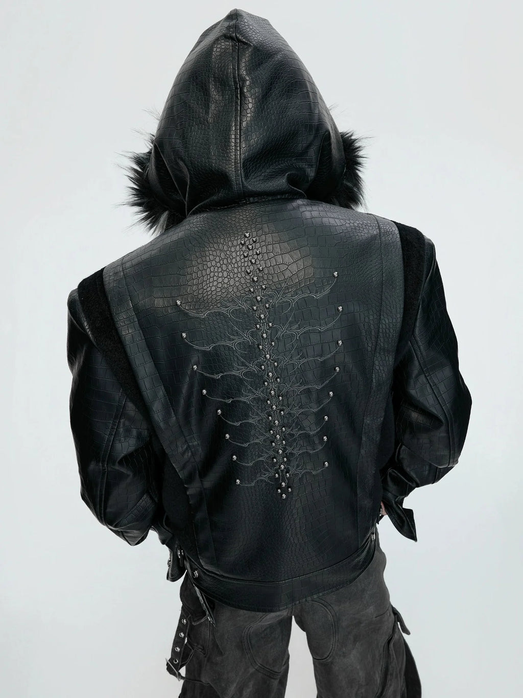 【26s Feb.】Horsehair and Crocodile Print Hooded Jacket