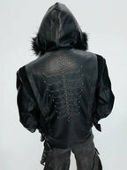 【26s Feb.】Horsehair and Crocodile Print Hooded Jacket