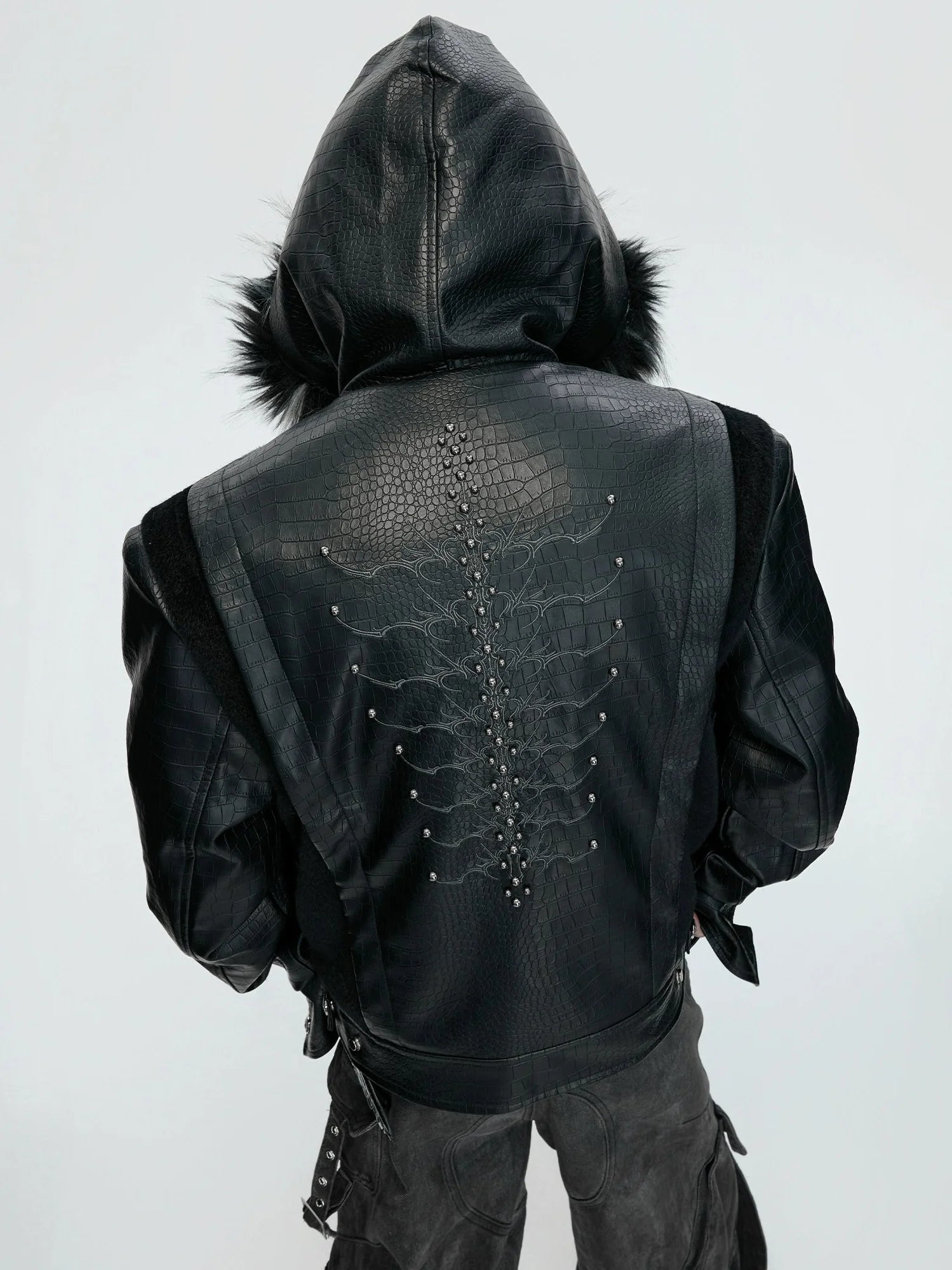 【26s Feb.】Horsehair and Crocodile Print Hooded Jacket