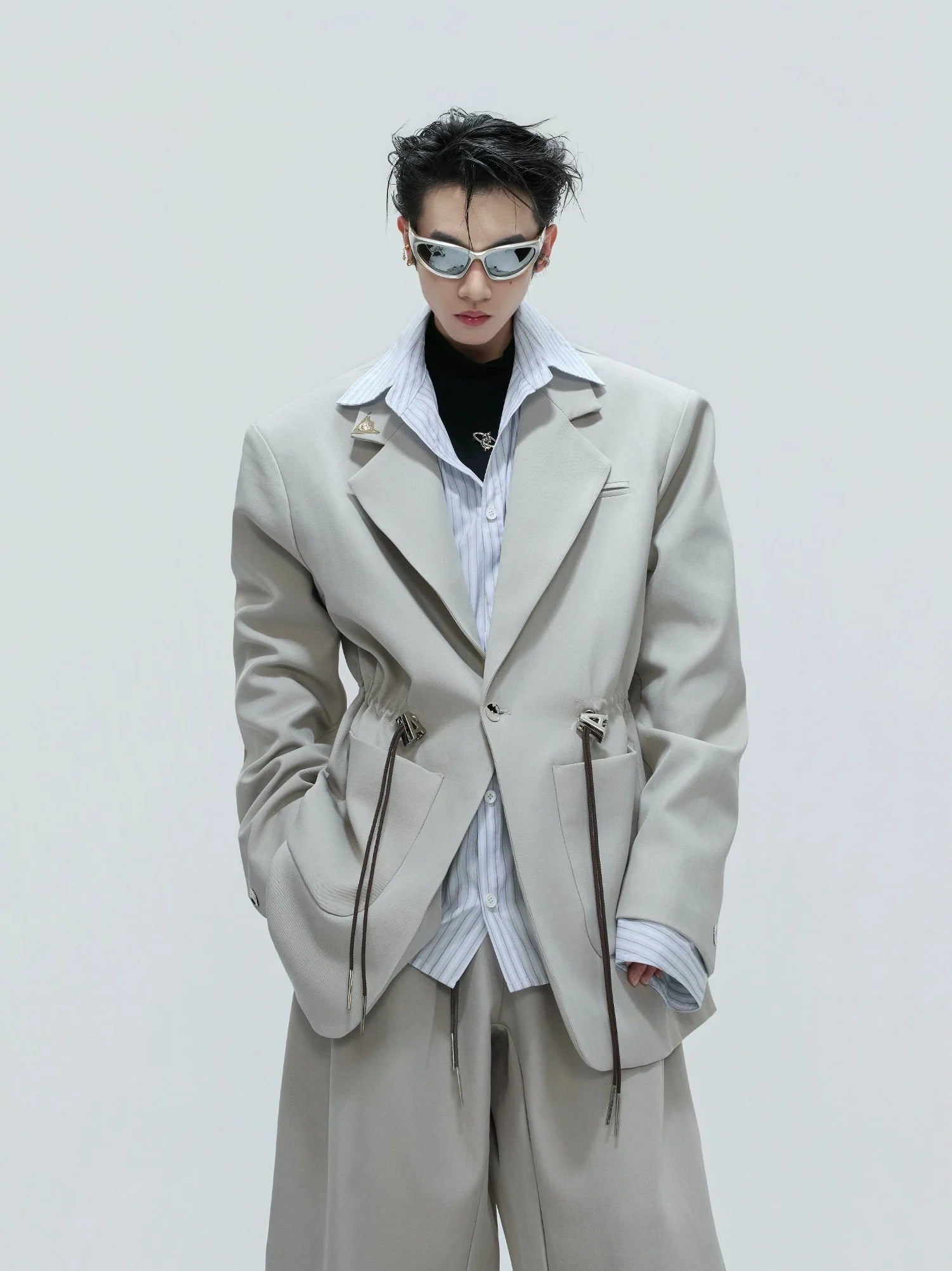 【25s Nov.】Drawstring Waist Padded Shoulder Suit/ Trousers