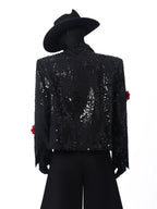 【26s Apr.】Sequin Floral Embellished Cropped Jacket
