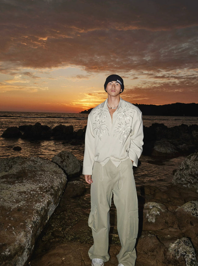 【26s Jan.】Beaded Firework Drawstring Long-Sleeve Shirt Main Image